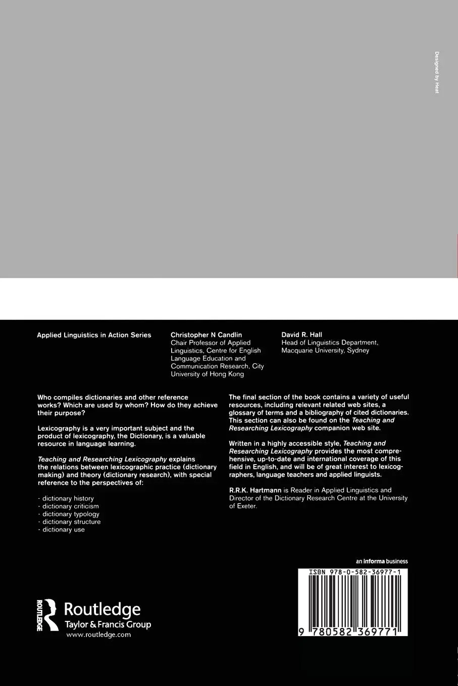 Rückseite: 9780582369771 | Teaching and Researching Lexicography | Reinhard R. K. Hartmann | Buch