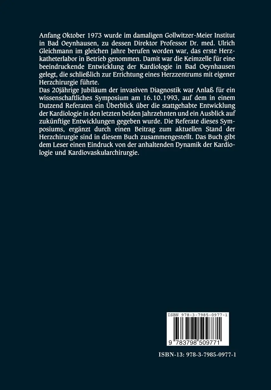 Rückseite: 9783798509771 | 20 Jahre Kardiologie 1973-1993 | H. Mannebach (u. a.) | Taschenbuch
