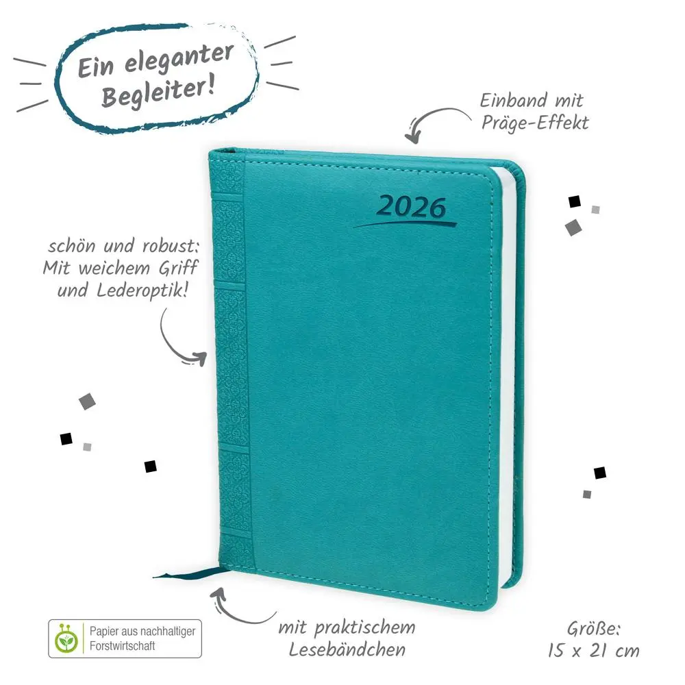 Bild: 4251901509871 | Trötsch Buchkalender A5 Aqua 2026 | Tagesplaner | KG | Kalender | 2026