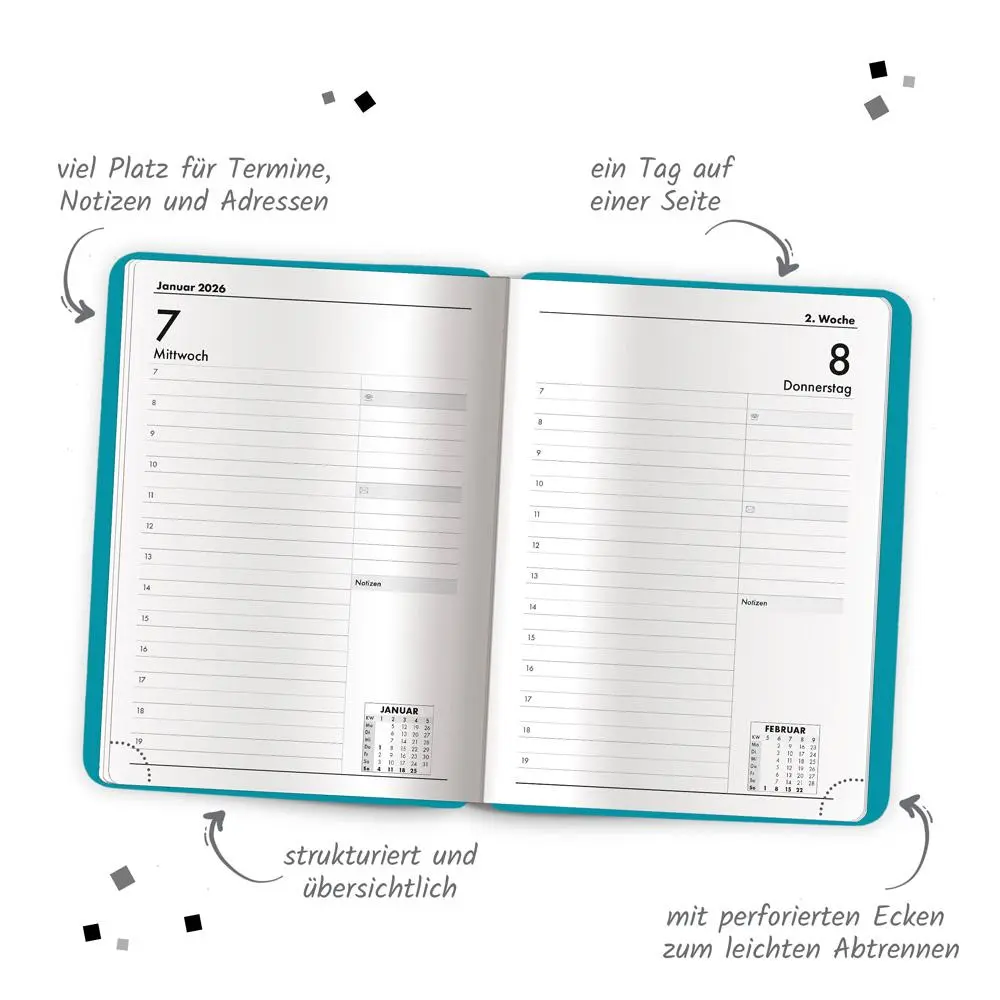Bild: 4251901509871 | Trötsch Buchkalender A5 Aqua 2026 | Tagesplaner | KG | Kalender | 2026