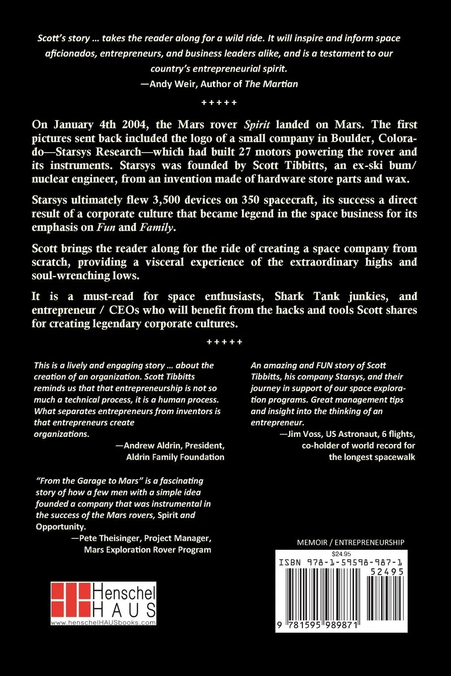 Rückseite: 9781595989871 | From the Garage to Mars | Memoir of a Space Entrepeneur | Tibbitts
