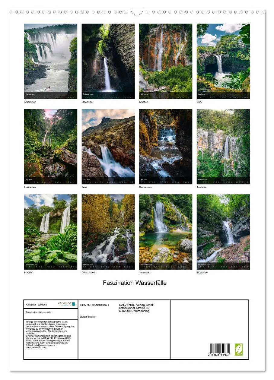 Bild: 9783516649871 | Faszination Wasserfälle (Wandkalender 2026 DIN A2 hoch), CALVENDO...