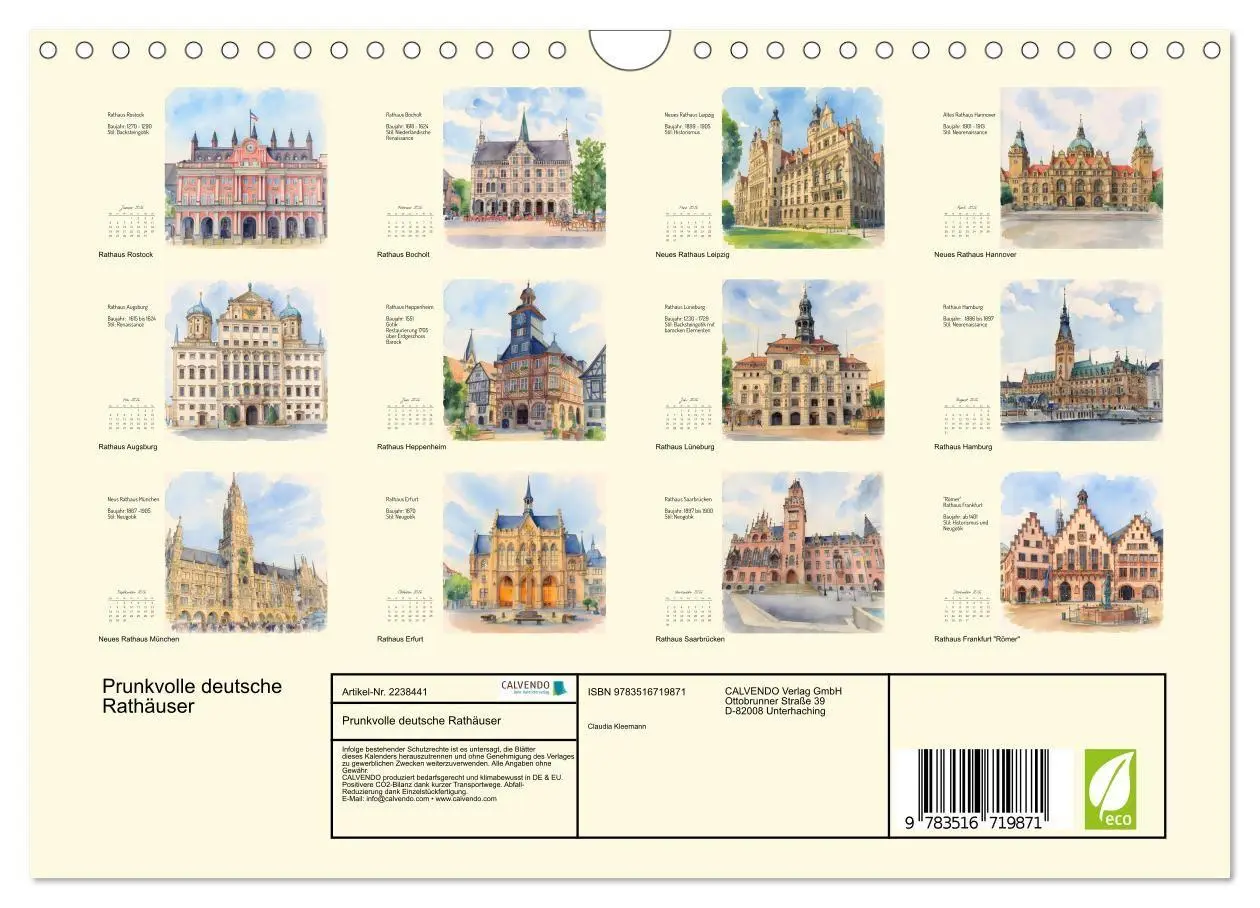 Bild: 9783516719871 | Prunkvolle deutsche Rathäuser (Wandkalender 2026 DIN A4 quer),...