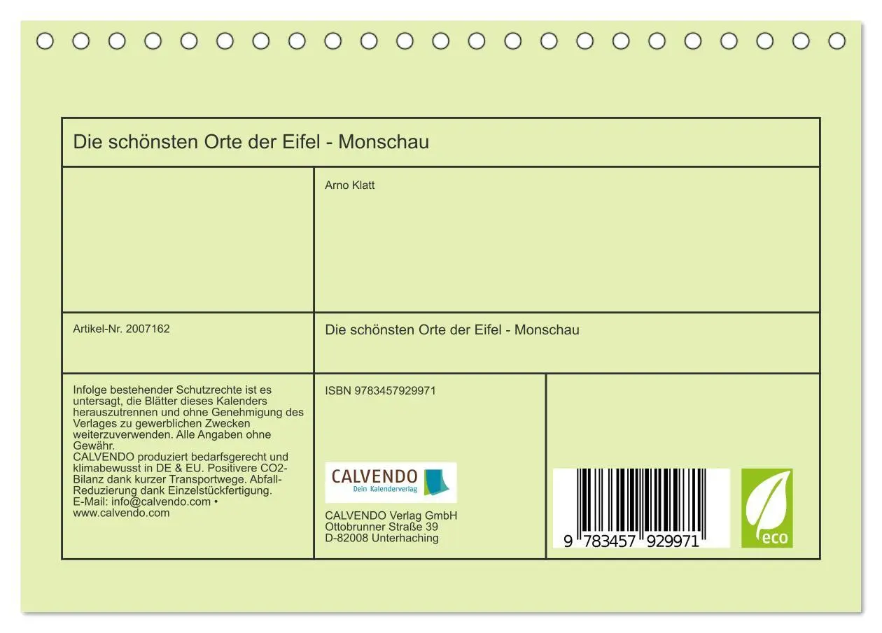 Bild: 9783457929971 | Die schönsten Orte der Eifel - Monschau (Tischkalender 2026 DIN A5...