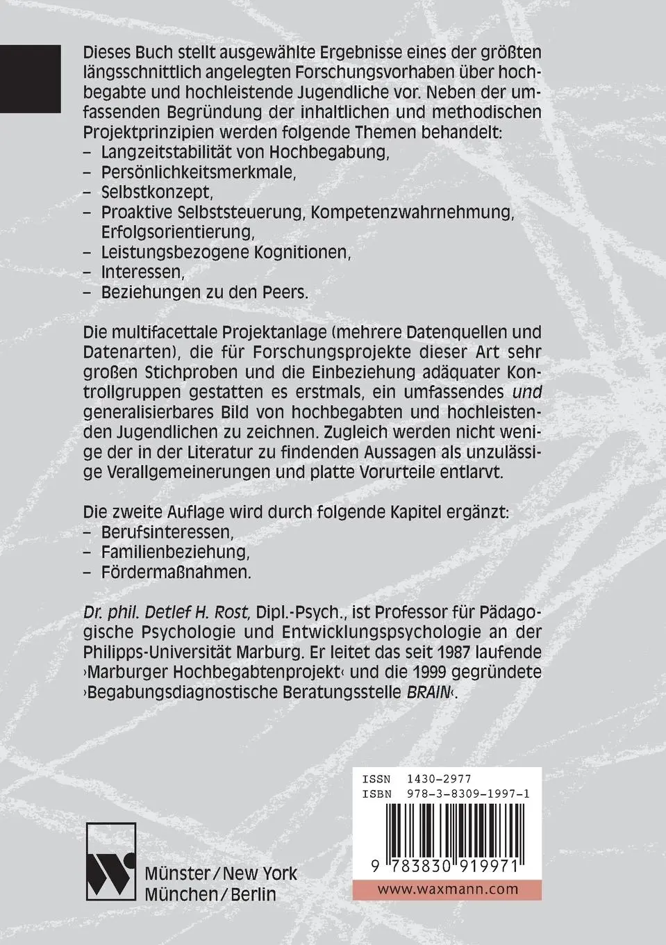 Rückseite: 9783830919971 | Hochbegabte und hochleistende Jugendliche | Detlef H. Rost | Buch