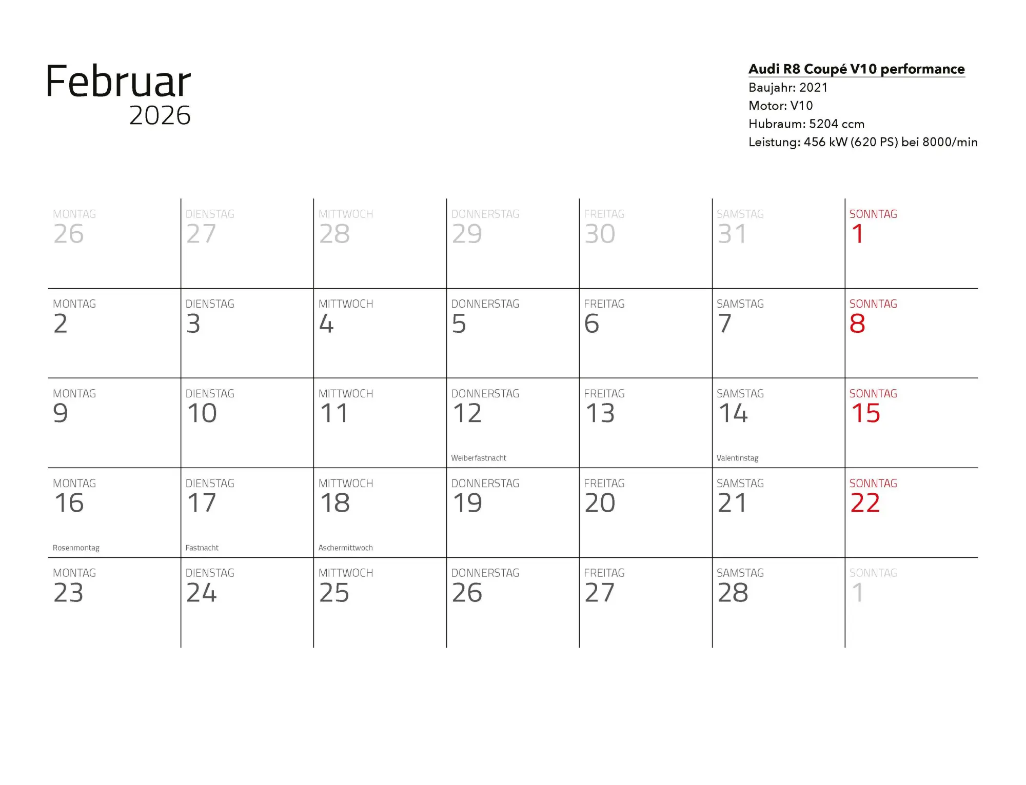 Bild: 9783966649971 | Supersportwagen Kalender 2026 Eintragkalender | Constantin Stein