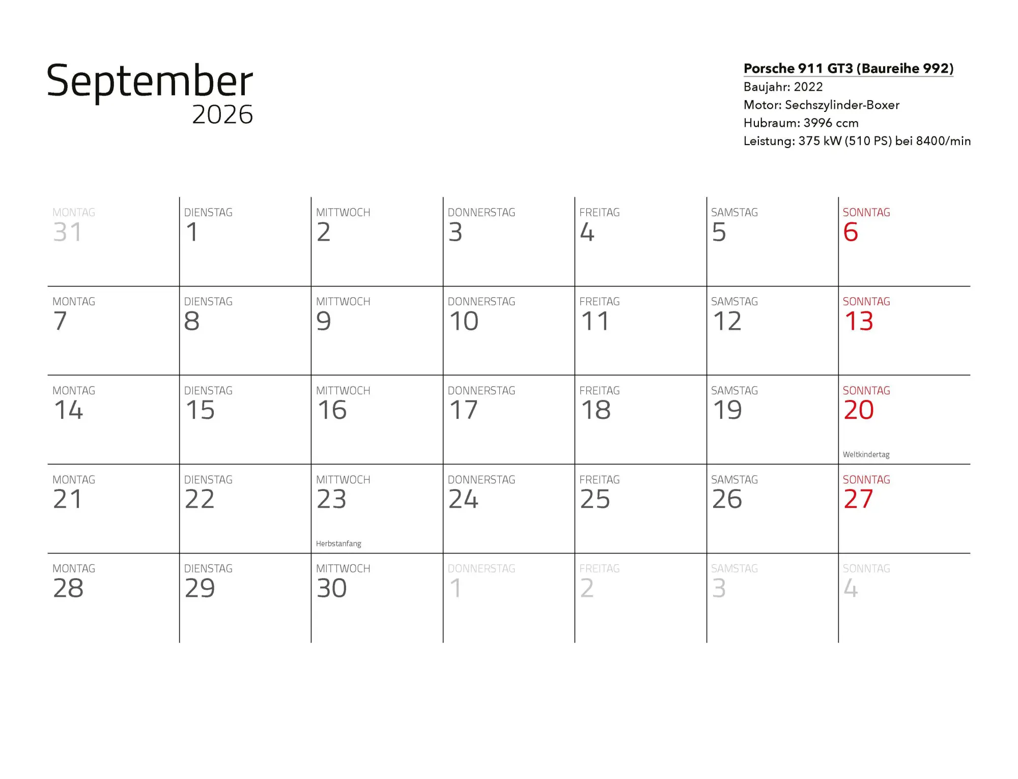 Bild: 9783966649971 | Supersportwagen Kalender 2026 Eintragkalender | Constantin Stein