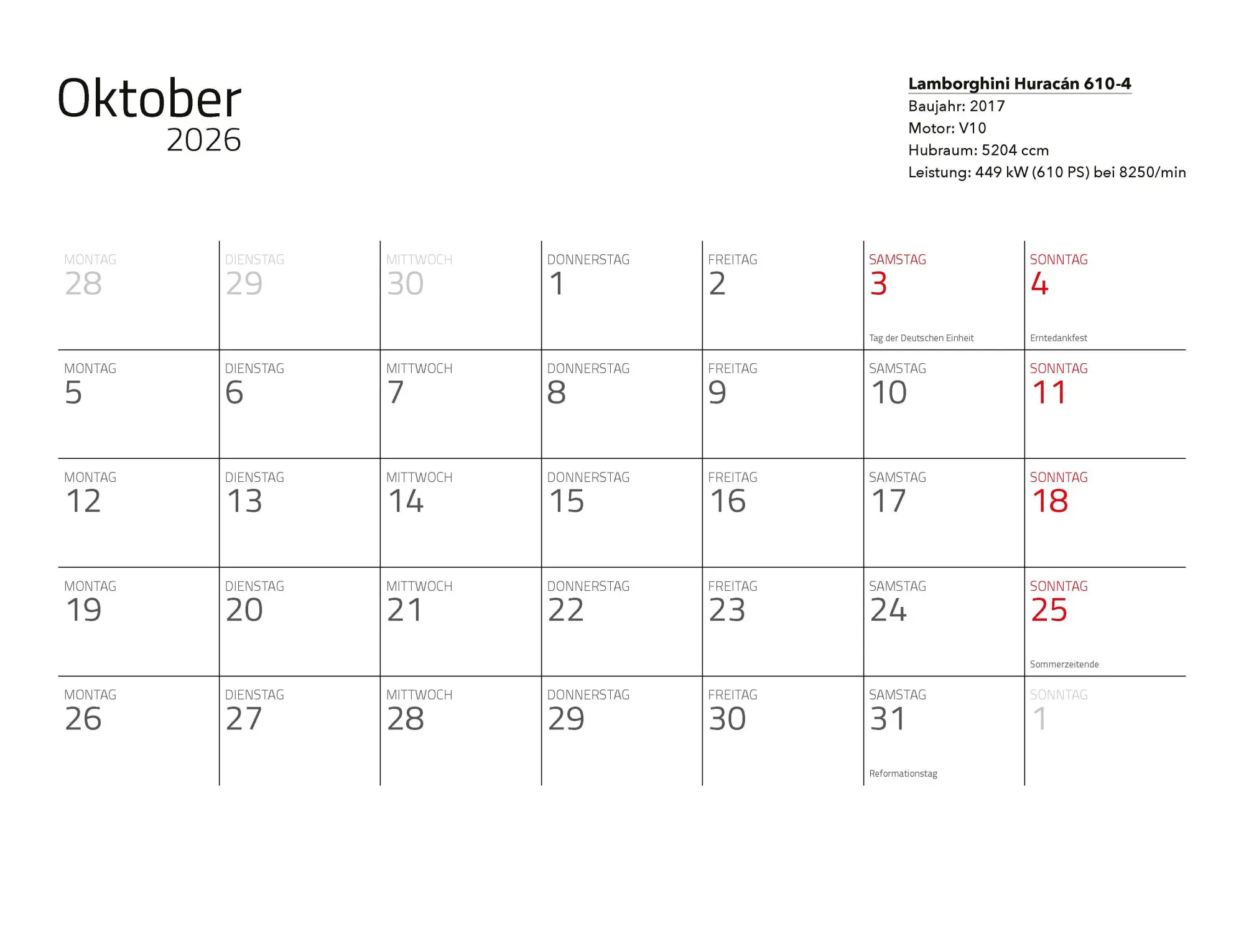 Bild: 9783966649971 | Supersportwagen Kalender 2026 Eintragkalender | Constantin Stein