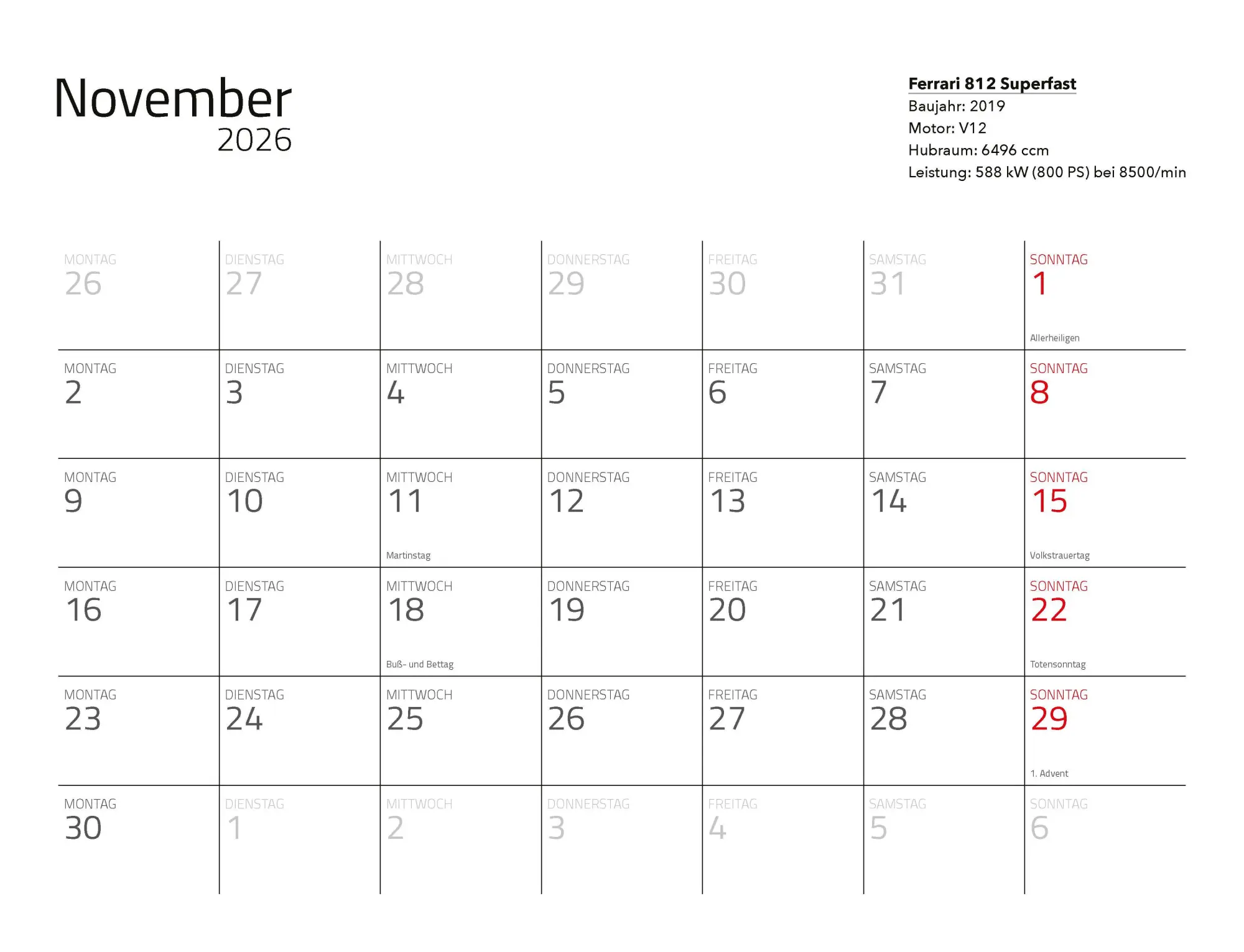 Bild: 9783966649971 | Supersportwagen Kalender 2026 Eintragkalender | Constantin Stein