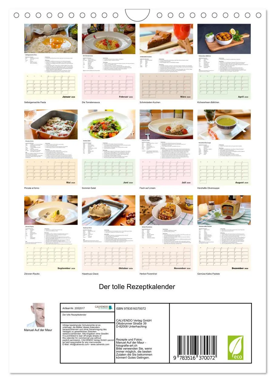 Bild: 9783516370072 | Der tolle Rezeptkalender (Wandkalender 2026 DIN A4 hoch), CALVENDO...