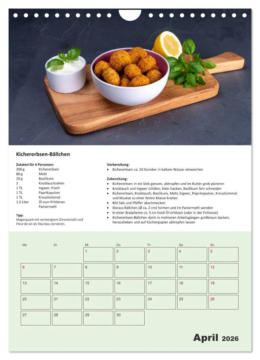 Bild: 9783516370072 | Der tolle Rezeptkalender (Wandkalender 2026 DIN A4 hoch), CALVENDO...
