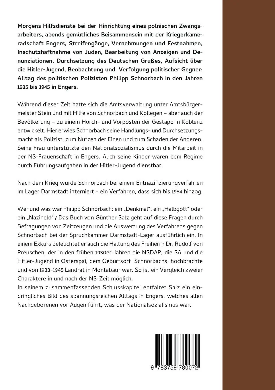 Rückseite: 9783759780072 | Als Engers braun war | Günther Salz | Taschenbuch | 260 S. | Deutsch