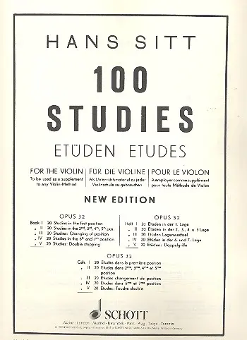 Cover: 9790200200072 | 100 Studies op.32 vol.5 20 studies for the violin (double stopping)
