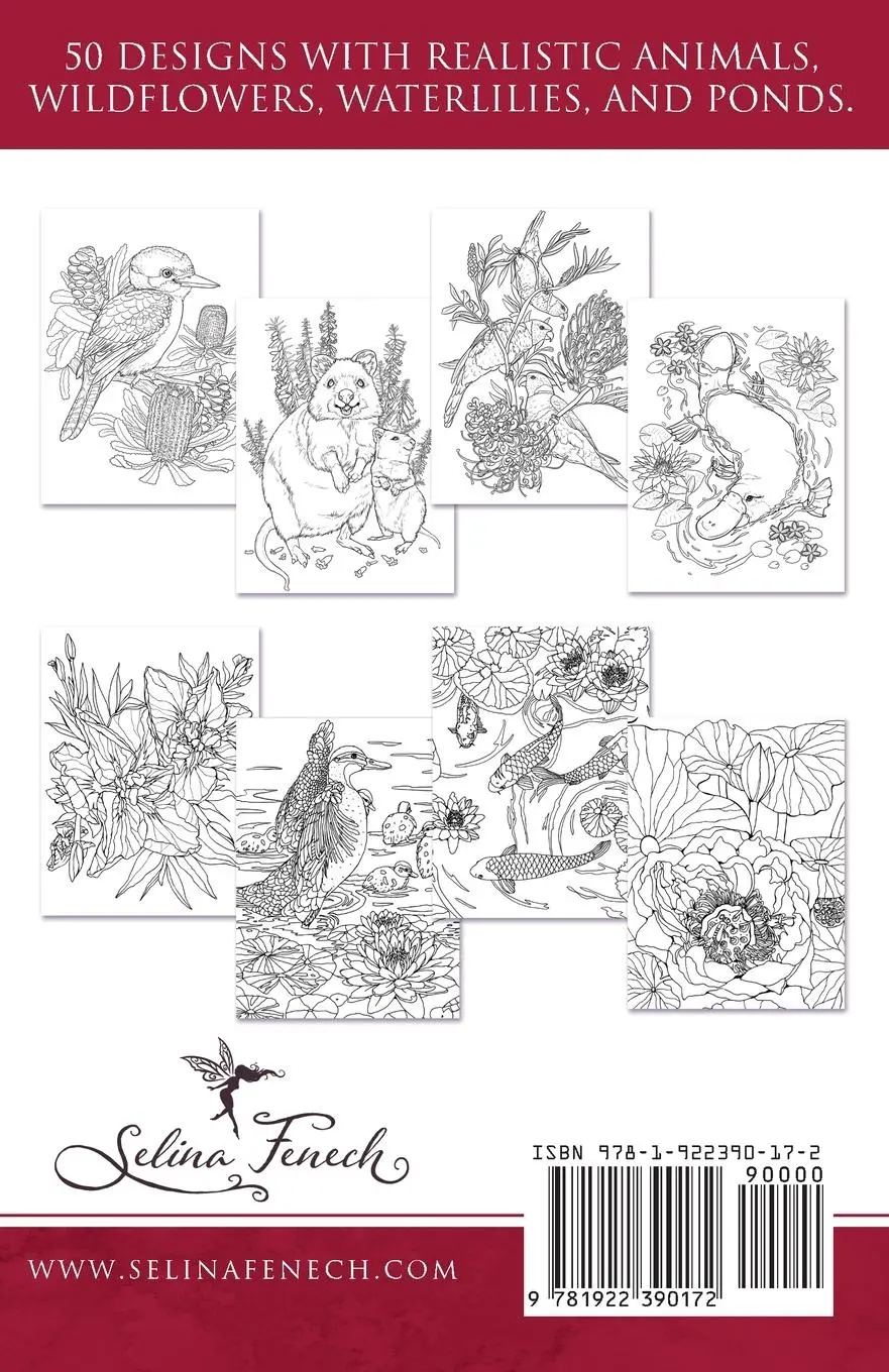 Rückseite: 9781922390172 | Animals and Flowers Minis - Pocket Sized Coloring Book | Selina Fenech