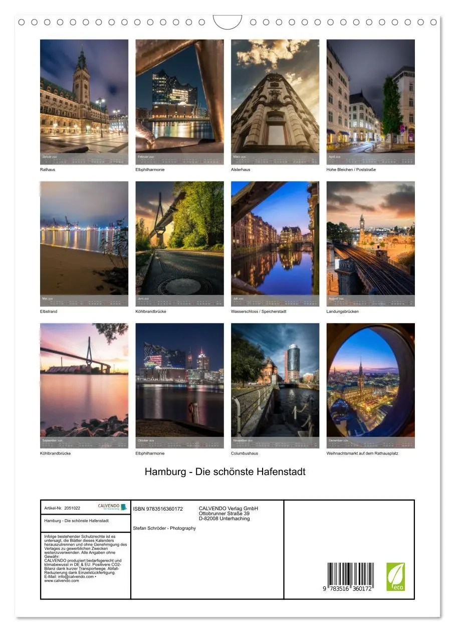 Bild: 9783516360172 | Hamburg - Die schönste Hafenstadt (Wandkalender 2026 DIN A3 hoch),...