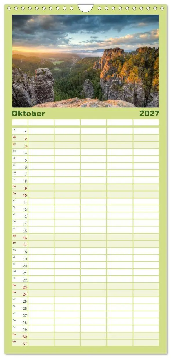 Bild: 9783594340172 | Familienplaner 2027 - Wunderschönes Elbsandsteingebirge mit 5...