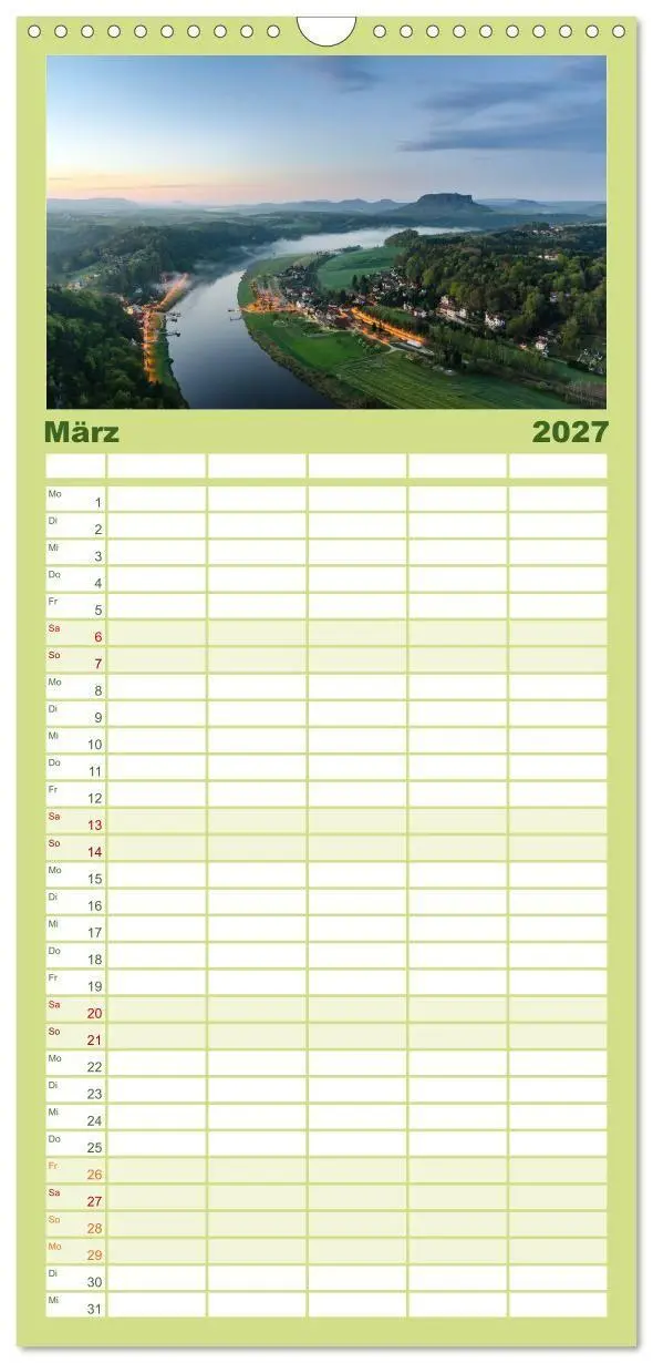 Bild: 9783594340172 | Familienplaner 2027 - Wunderschönes Elbsandsteingebirge mit 5...