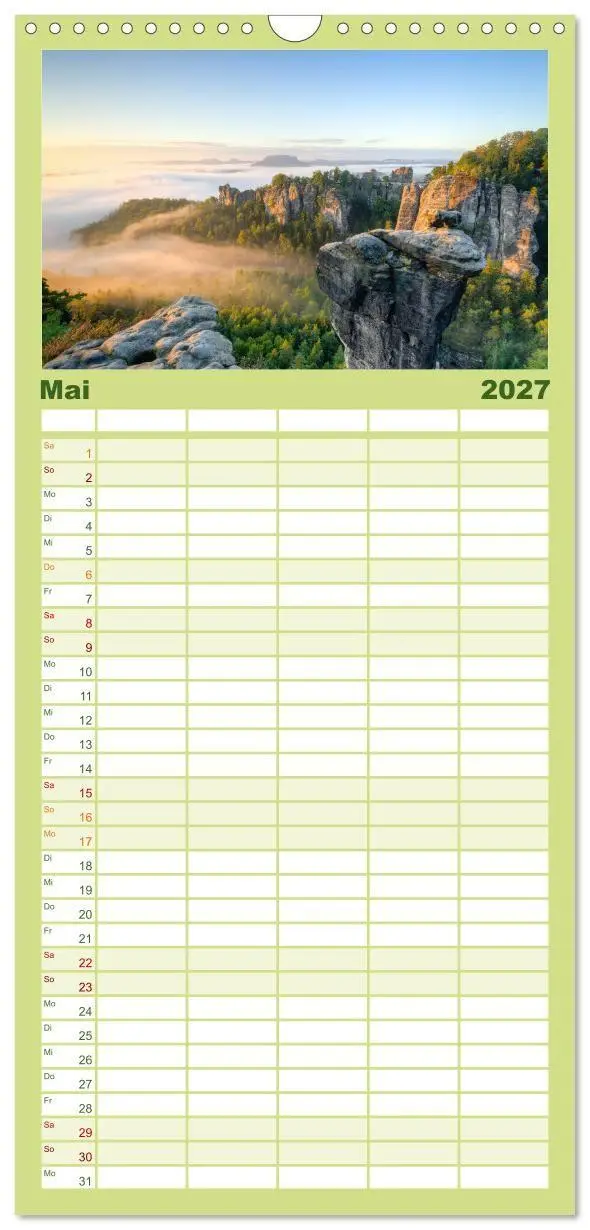 Bild: 9783594340172 | Familienplaner 2027 - Wunderschönes Elbsandsteingebirge mit 5...