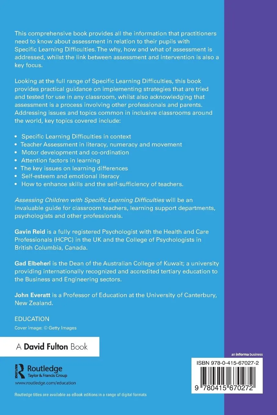 Rückseite: 9780415670272 | Assessing Children with Specific Learning Difficulties | Reid (u. a.)