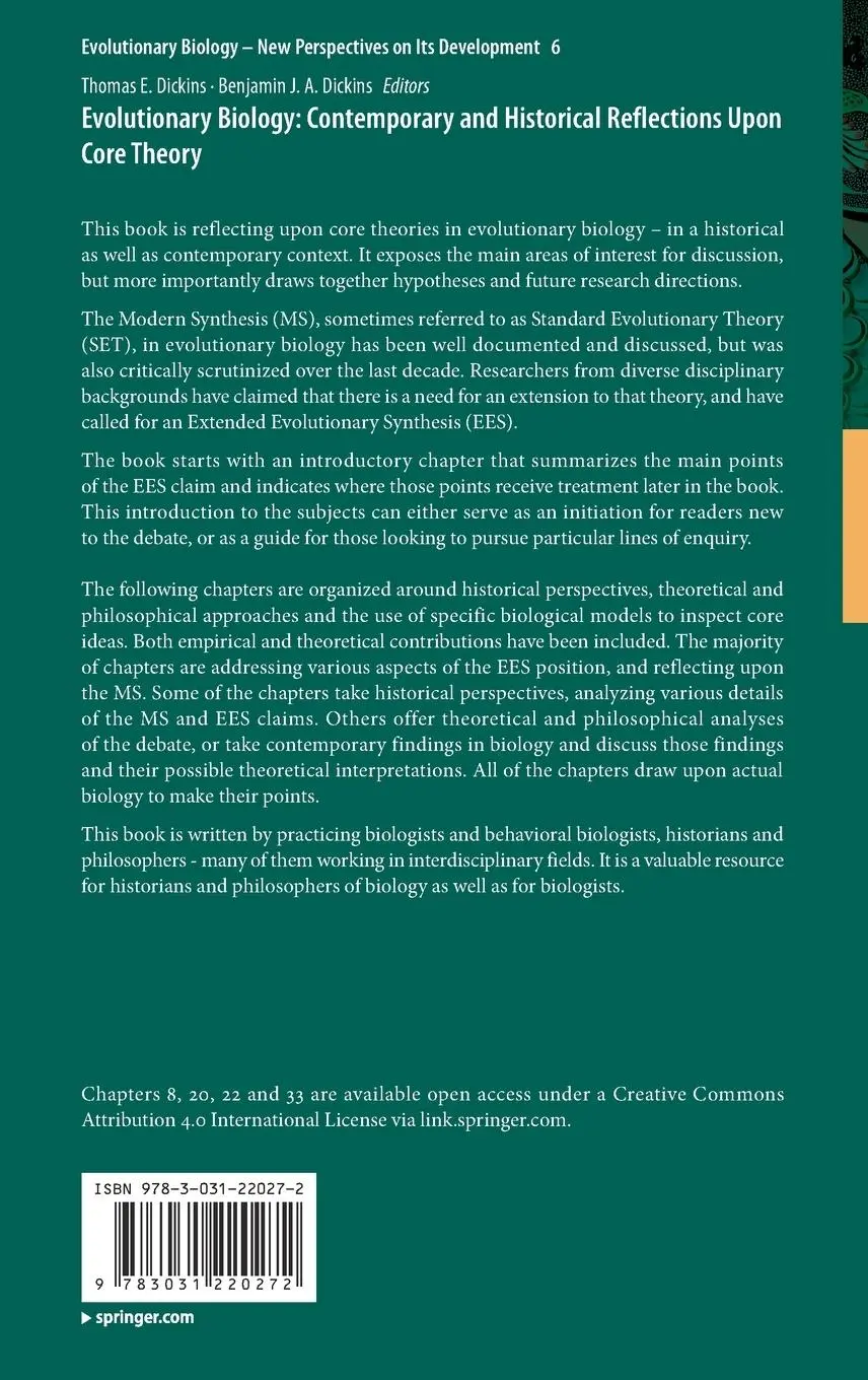 Rückseite: 9783031220272 | Evolutionary Biology: Contemporary and Historical Reflections Upon...