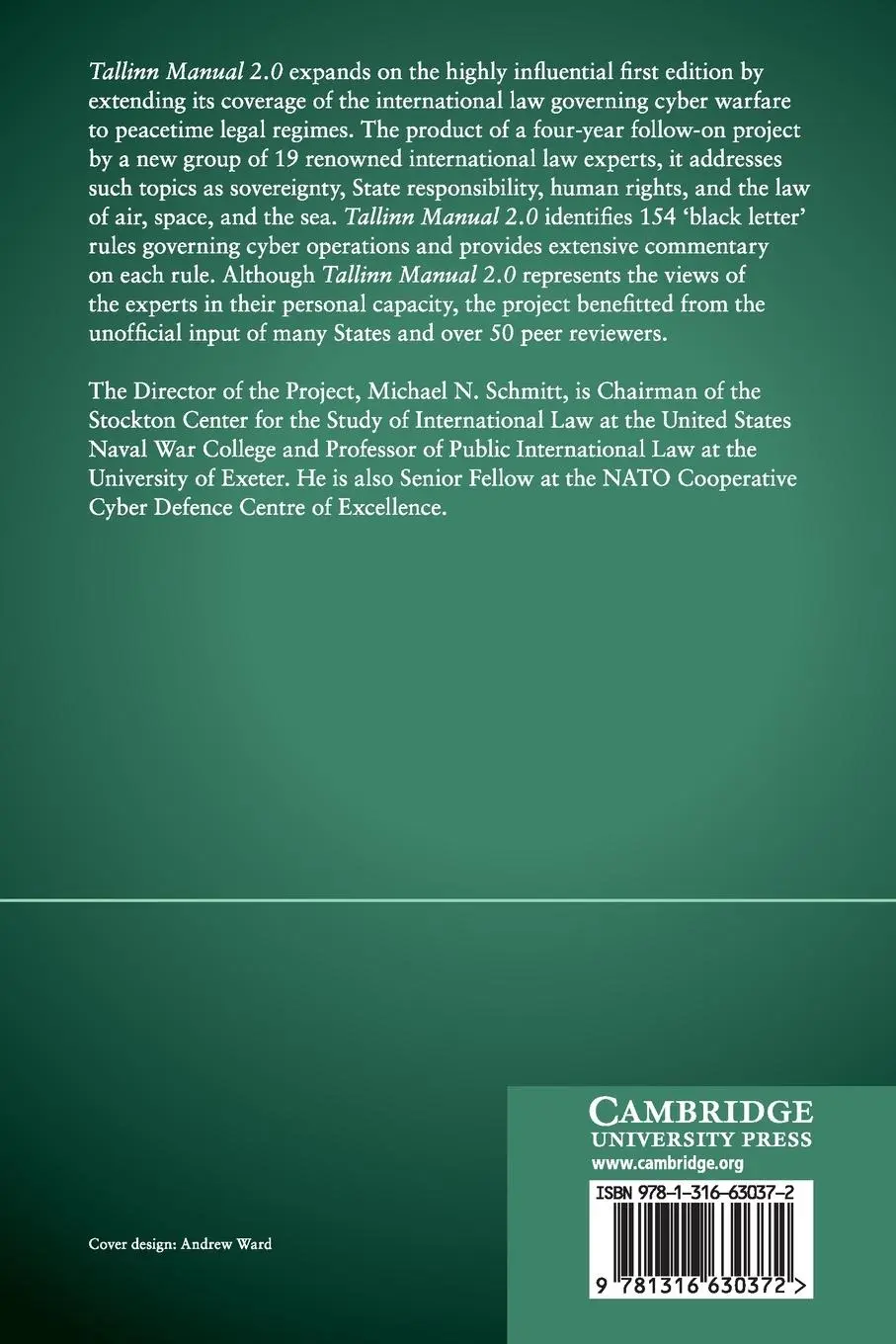 Rückseite: 9781316630372 | Tallinn Manual 2.0 on the International Law Applicable to Cyber...