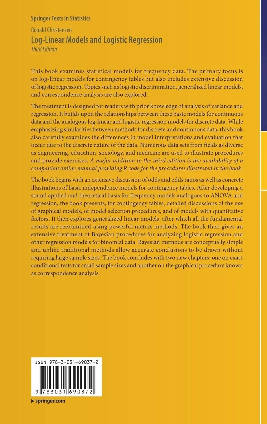 Rückseite: 9783031690372 | Log-Linear Models and Logistic Regression | Ronald Christensen | Buch