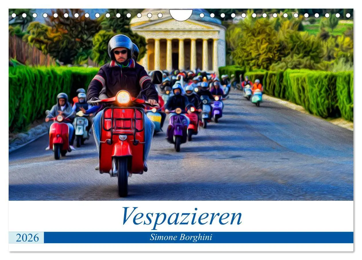Cover: 9783457870372 | Vespazieren (Wandkalender 2026 DIN A4 quer), CALVENDO Monatskalender