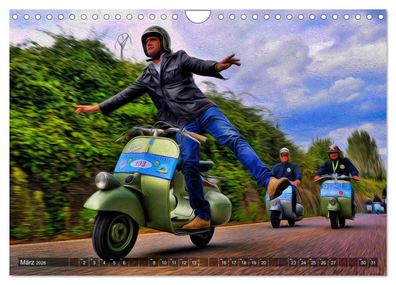 Bild: 9783457870372 | Vespazieren (Wandkalender 2026 DIN A4 quer), CALVENDO Monatskalender