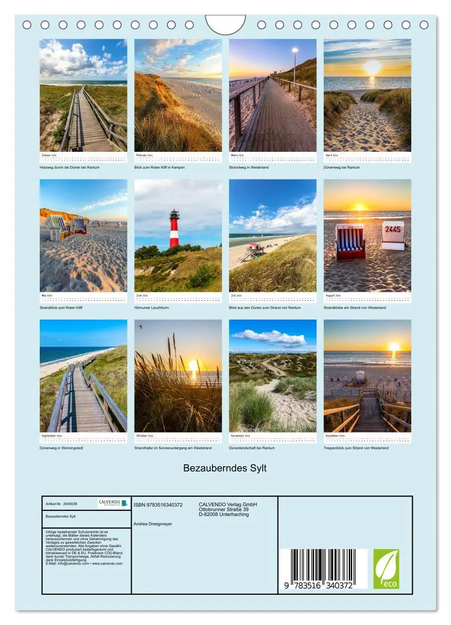 Bild: 9783516340372 | Bezauberndes Sylt (Wandkalender 2026 DIN A4 hoch), CALVENDO...