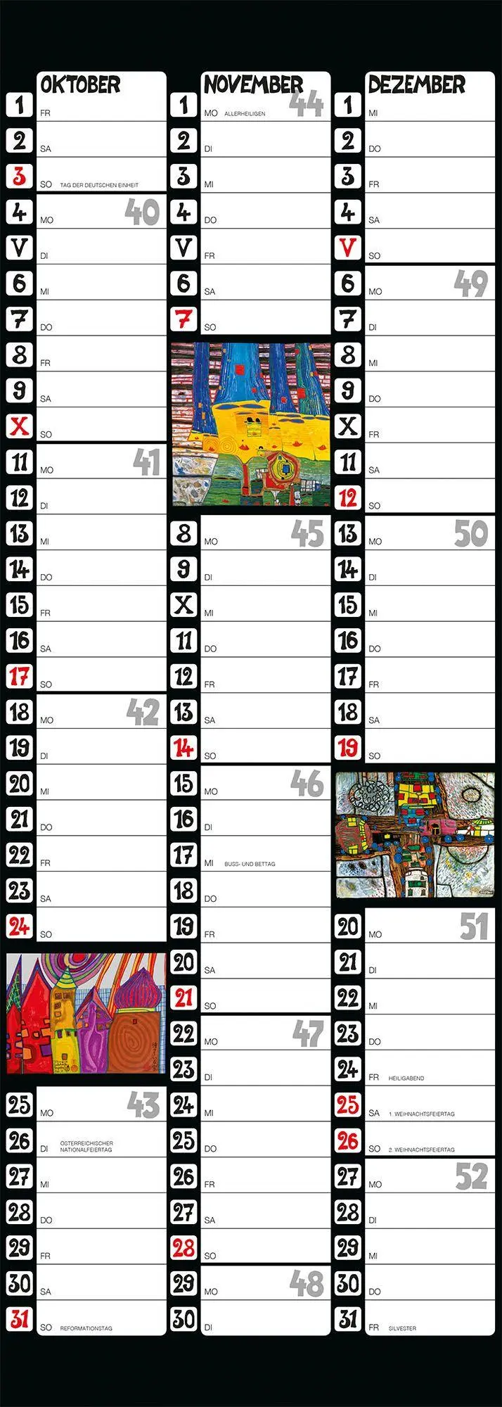 Bild: 9783910430372 | Hundertwasser Streifenkalender Art 2027 | Wörner Verlag GmbH | 5 S.