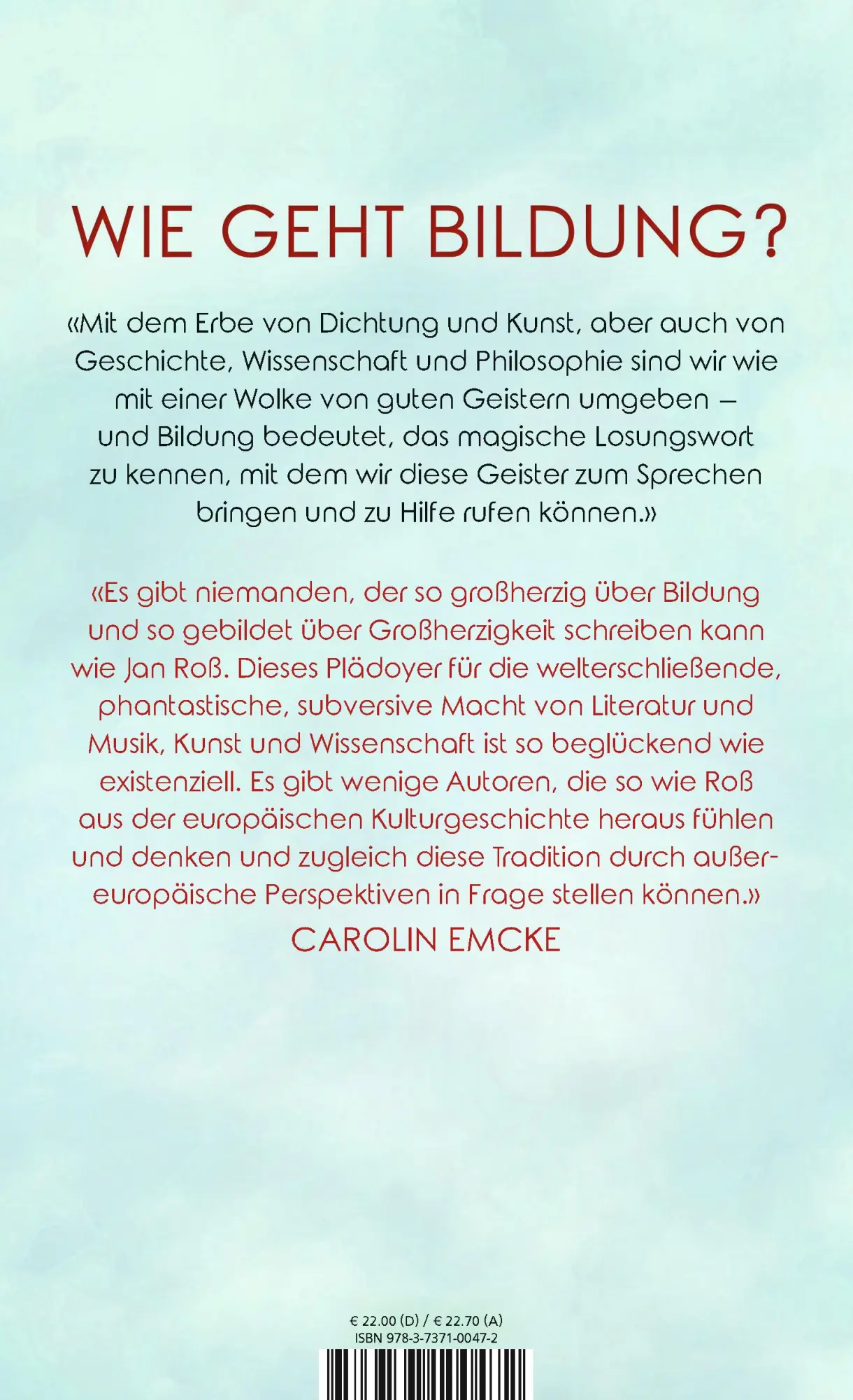 Rückseite: 9783737100472 | Bildung - eine Anleitung | Jan Roß | Buch | 320 S. | Deutsch | 2020