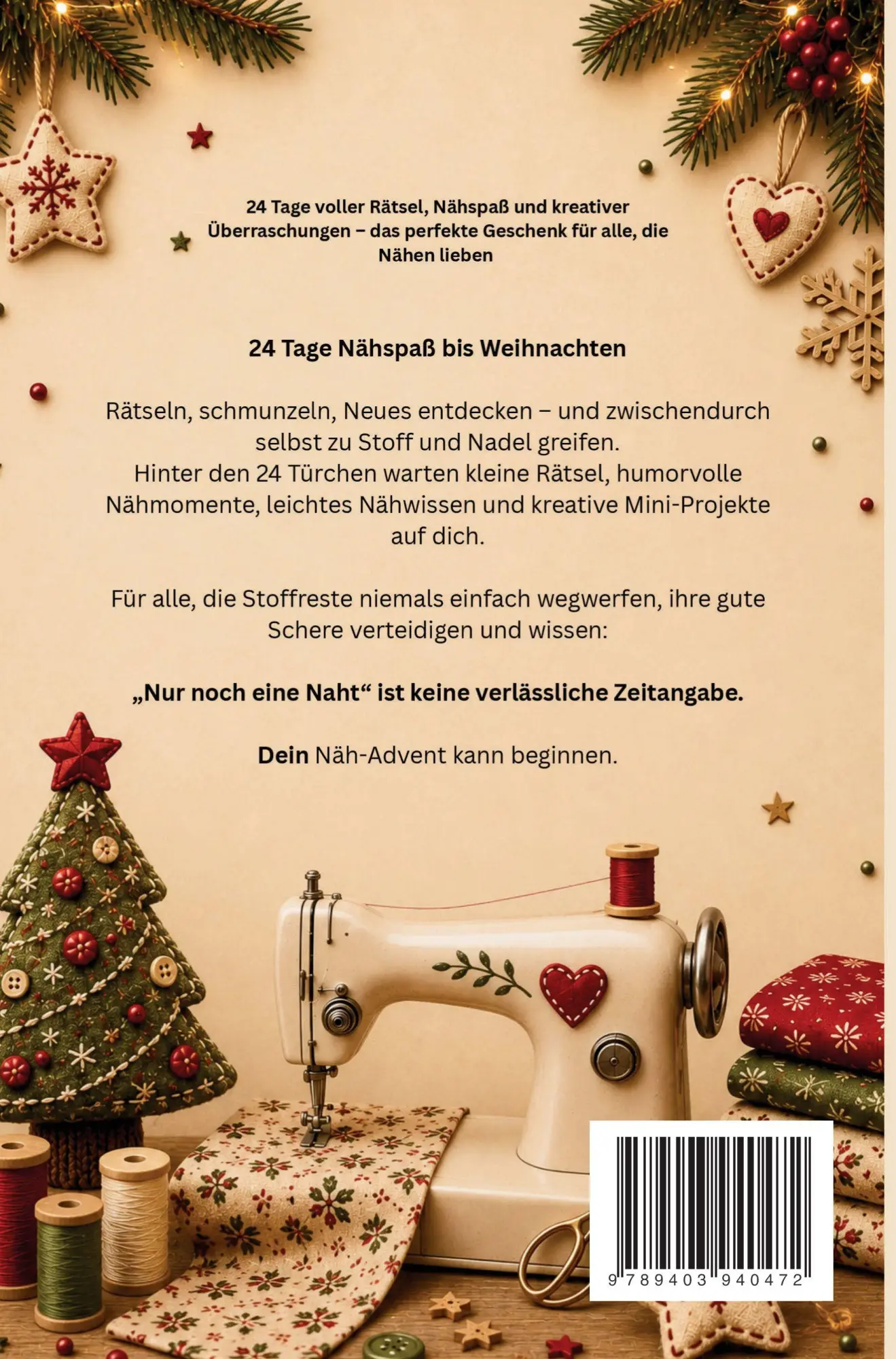 Rückseite: 9789403940472 | Mein Näh-Adventskalender | Ulrike Kohl | Taschenbuch | 108 S. | 2026