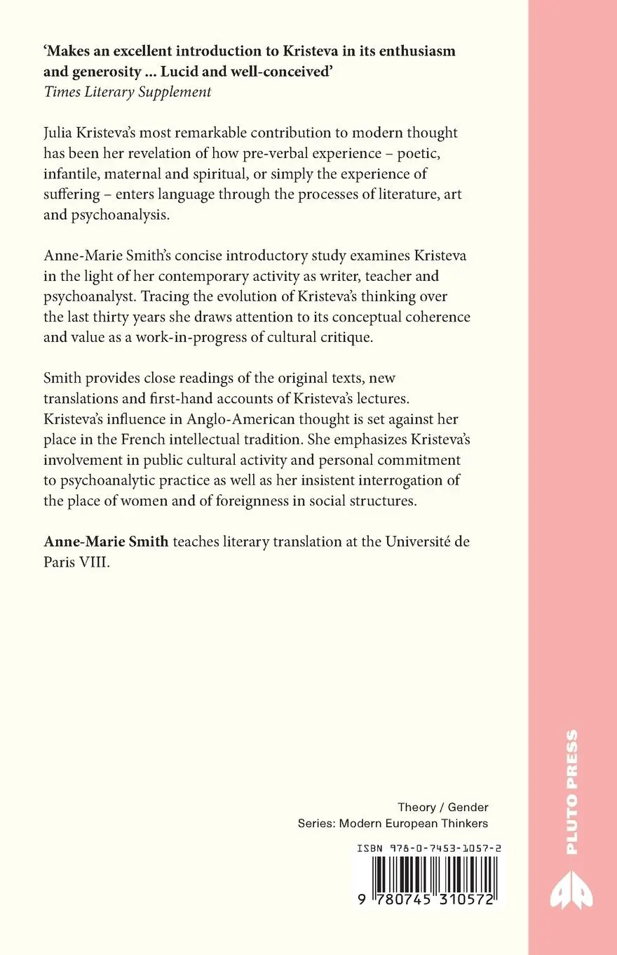 Rückseite: 9780745310572 | Julia Kristeva | Speaking the Unspeakable | Anne-Marie Smith | Buch