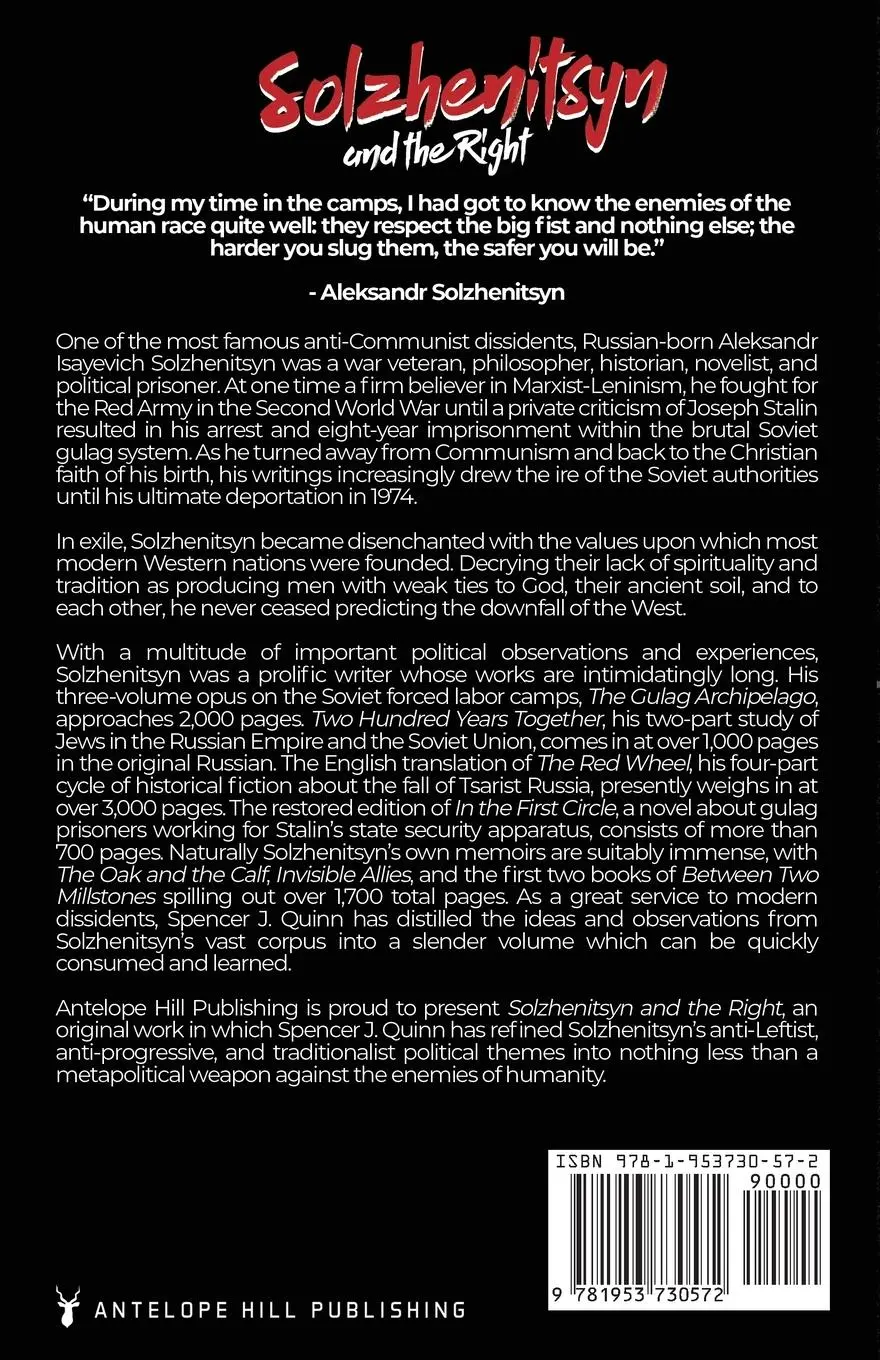 Rückseite: 9781953730572 | Solzhenitsyn and the Right | Spencer J Quinn | Taschenbuch | Englisch