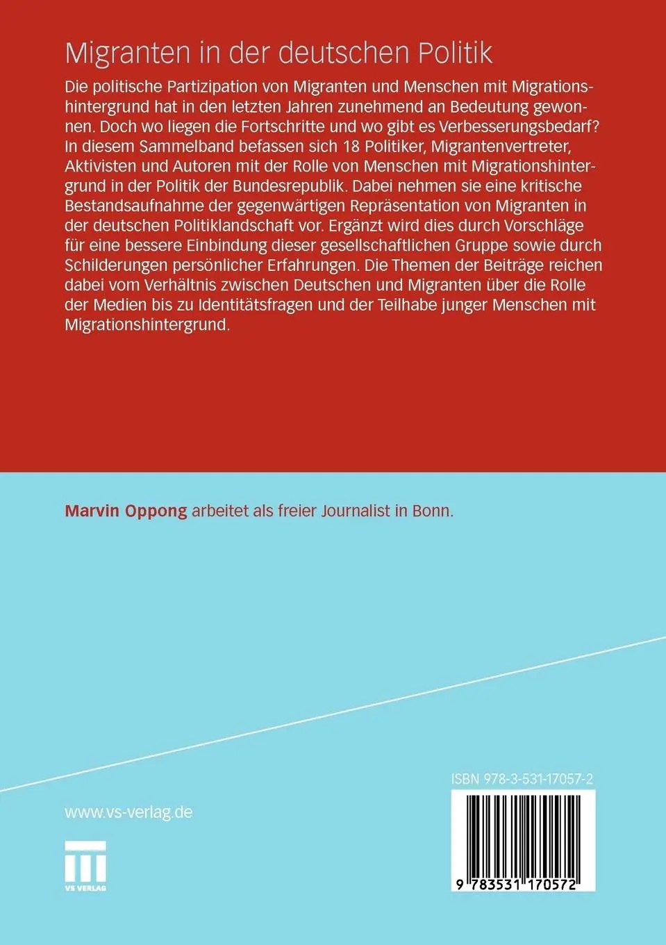 Rückseite: 9783531170572 | Migranten in der deutschen Politik | Marvin Oppong | Taschenbuch
