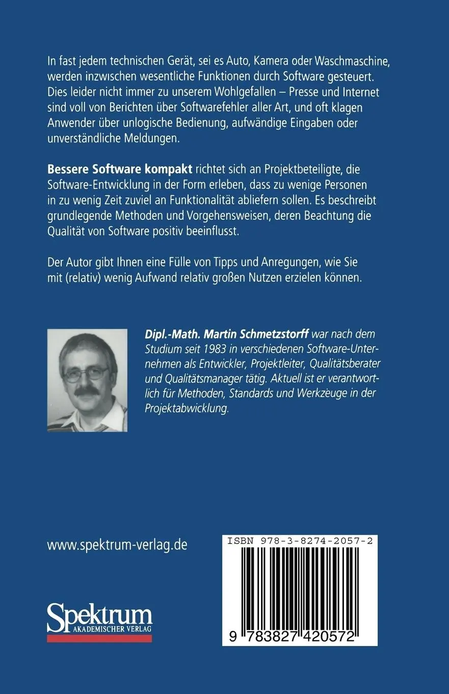 Rückseite: 9783827420572 | Bessere Software kompakt | Martin Schmetzstorff | Taschenbuch | 2008