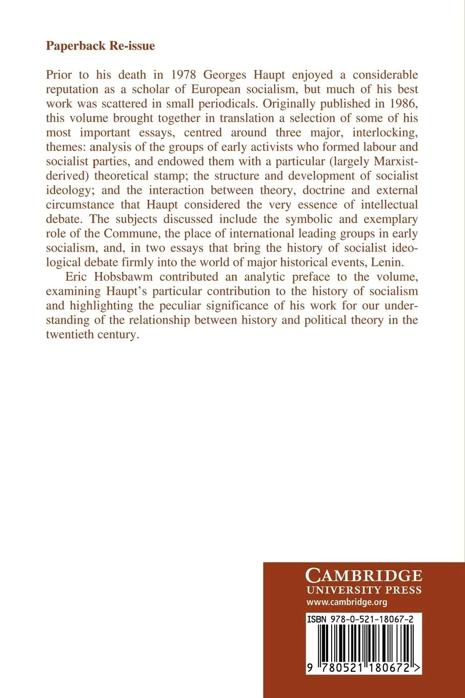 Rückseite: 9780521180672 | Aspects of International Socialism, 1871 1914 | Georges Haupt | Buch