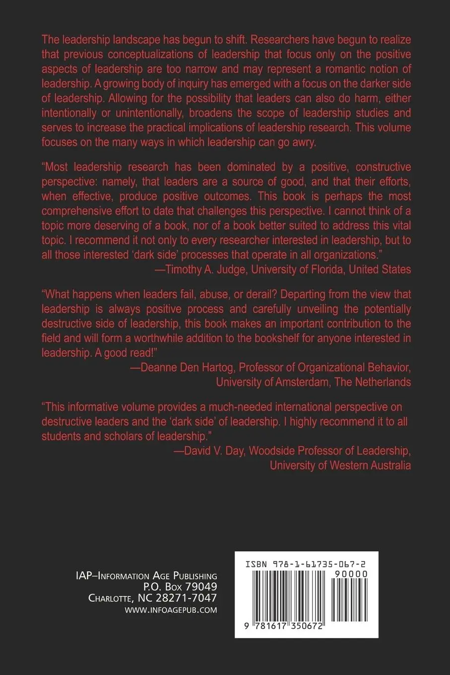 Rückseite: 9781617350672 | When Leadership Goes Wrong Destructive Leadership, Mistakes, and...