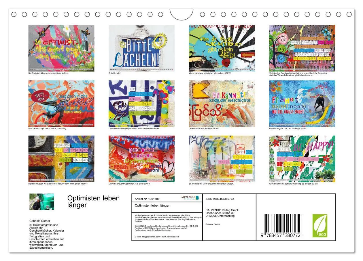 Bild: 9783457380772 | Optimisten leben länger (Wandkalender 2026 DIN A4 quer), CALVENDO...