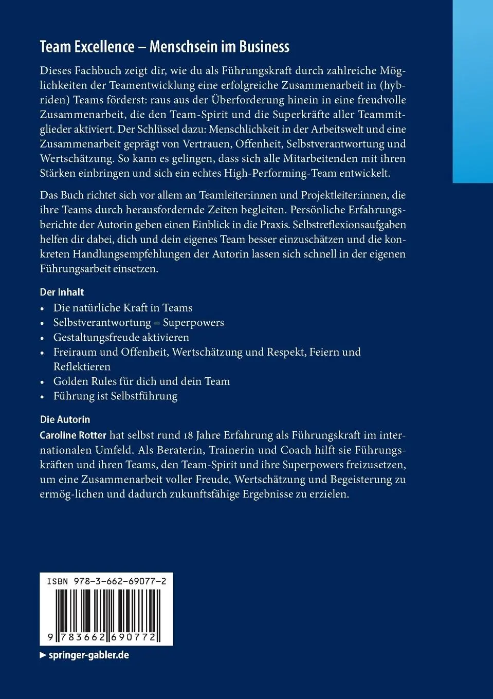 Rückseite: 9783662690772 | Team Excellence - Menschsein im Business | Caroline Rotter | Buch | x