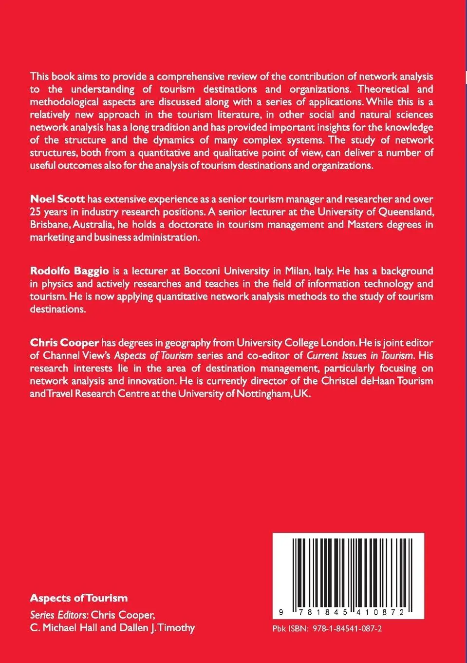 Rückseite: 9781845410872 | Network Analysis and Tourism | From Theory to Practice | Scott (u. a.)
