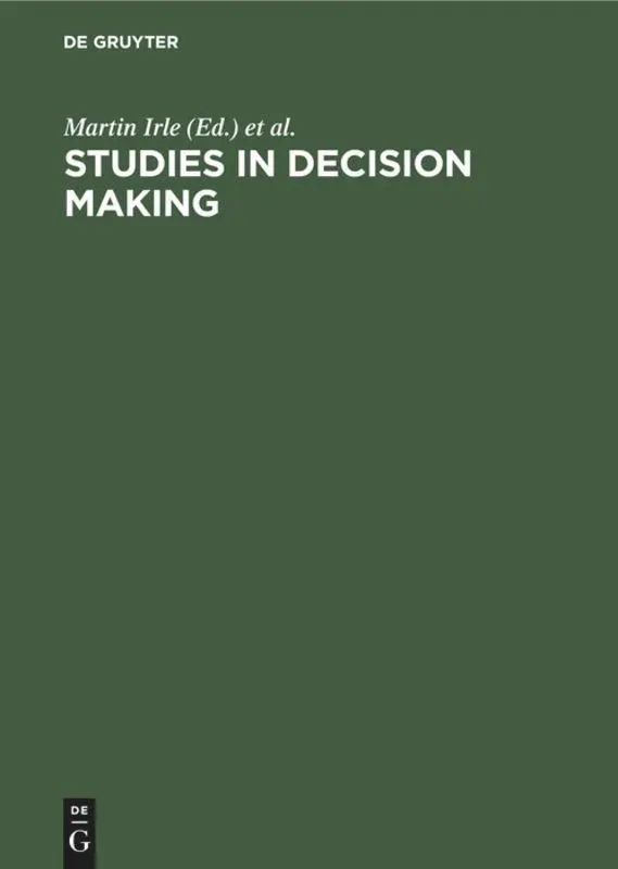 Cover: 9783110080872 | Studies in Decision Making | Lawrence B. Katz (u. a.) | Buch | XV