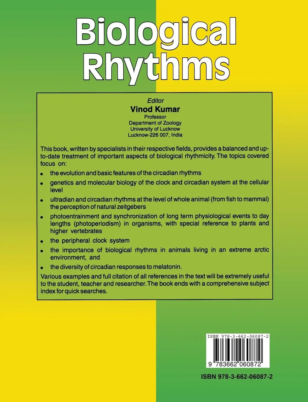 Rückseite: 9783662060872 | Biological Rhythms | Vinod Kumar | Taschenbuch | xvi | Englisch | 2013