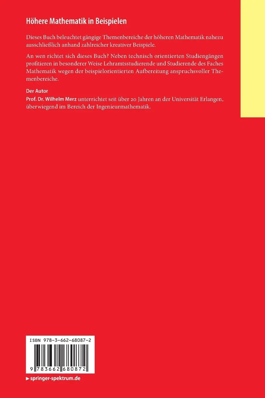Rückseite: 9783662680872 | Höhere Mathematik in Beispielen | Analysis und etwas Lineare Algebra