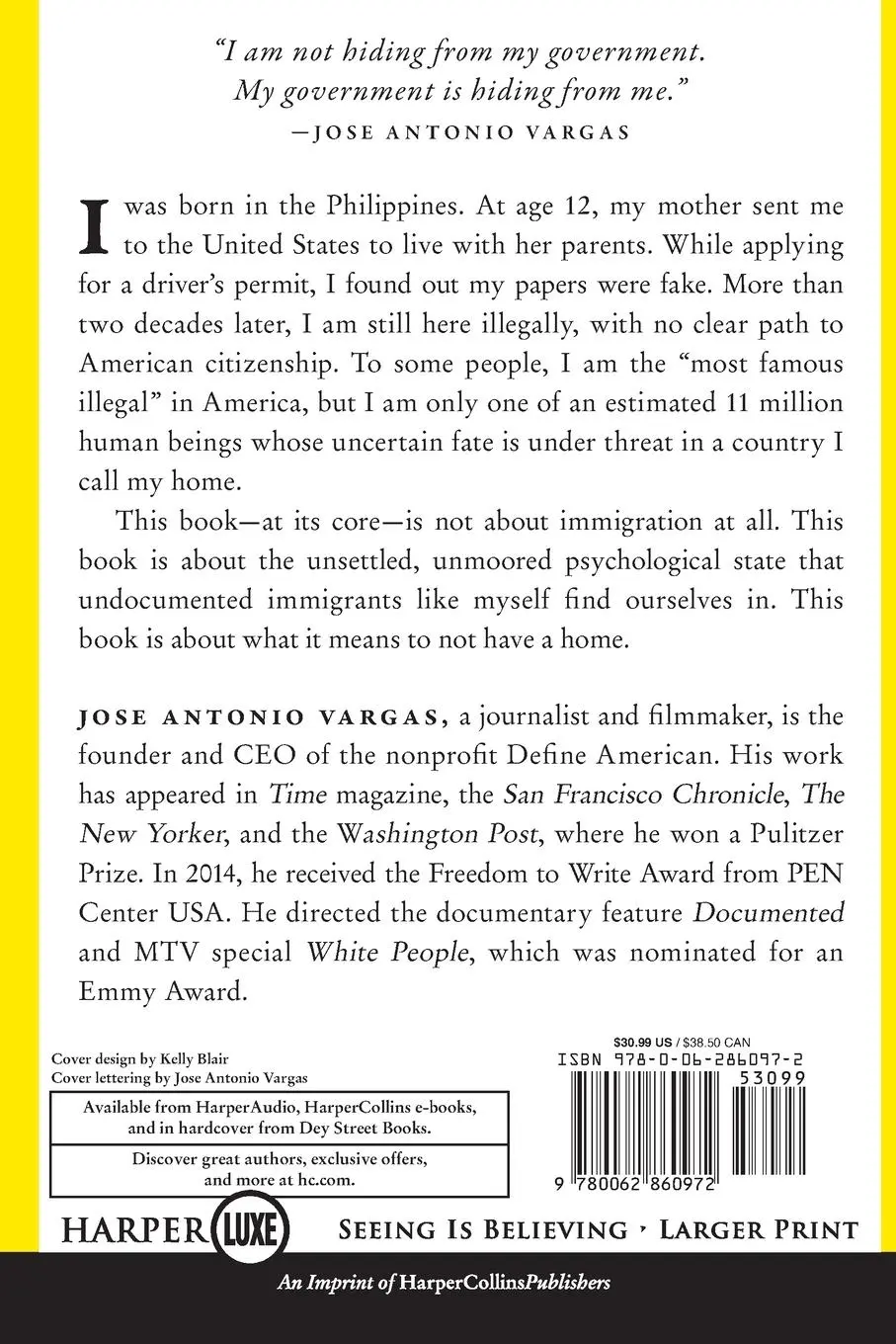 Rückseite: 9780062860972 | Dear America LP | Jose Antonio Vargas | Taschenbuch | Englisch | 2023