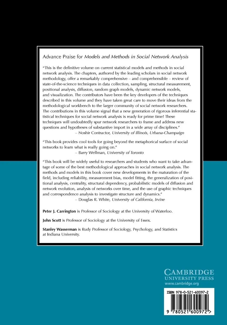 Rückseite: 9780521600972 | Models and Methods in Social Network Analysis | Carrington (u. a.)