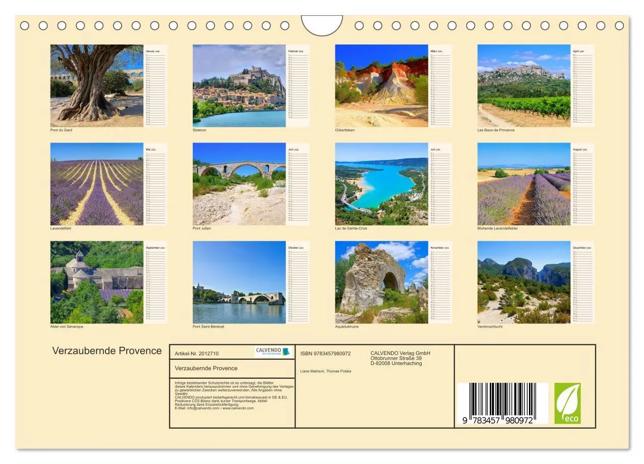 Bild: 9783457980972 | Verzaubernde Provence (Wandkalender 2026 DIN A4 quer), CALVENDO...