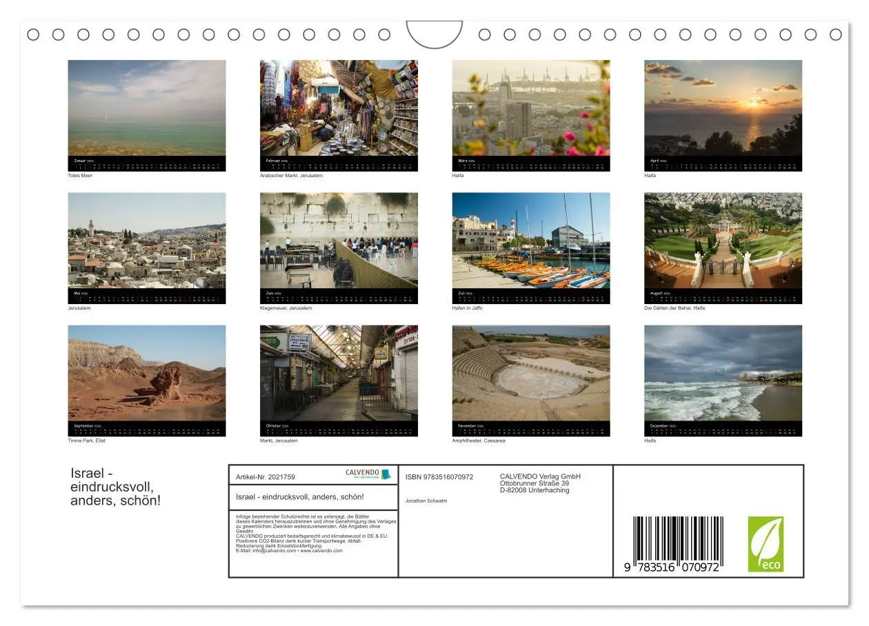 Bild: 9783516070972 | Israel - eindrucksvoll, anders, schön! (Wandkalender 2026 DIN A4...