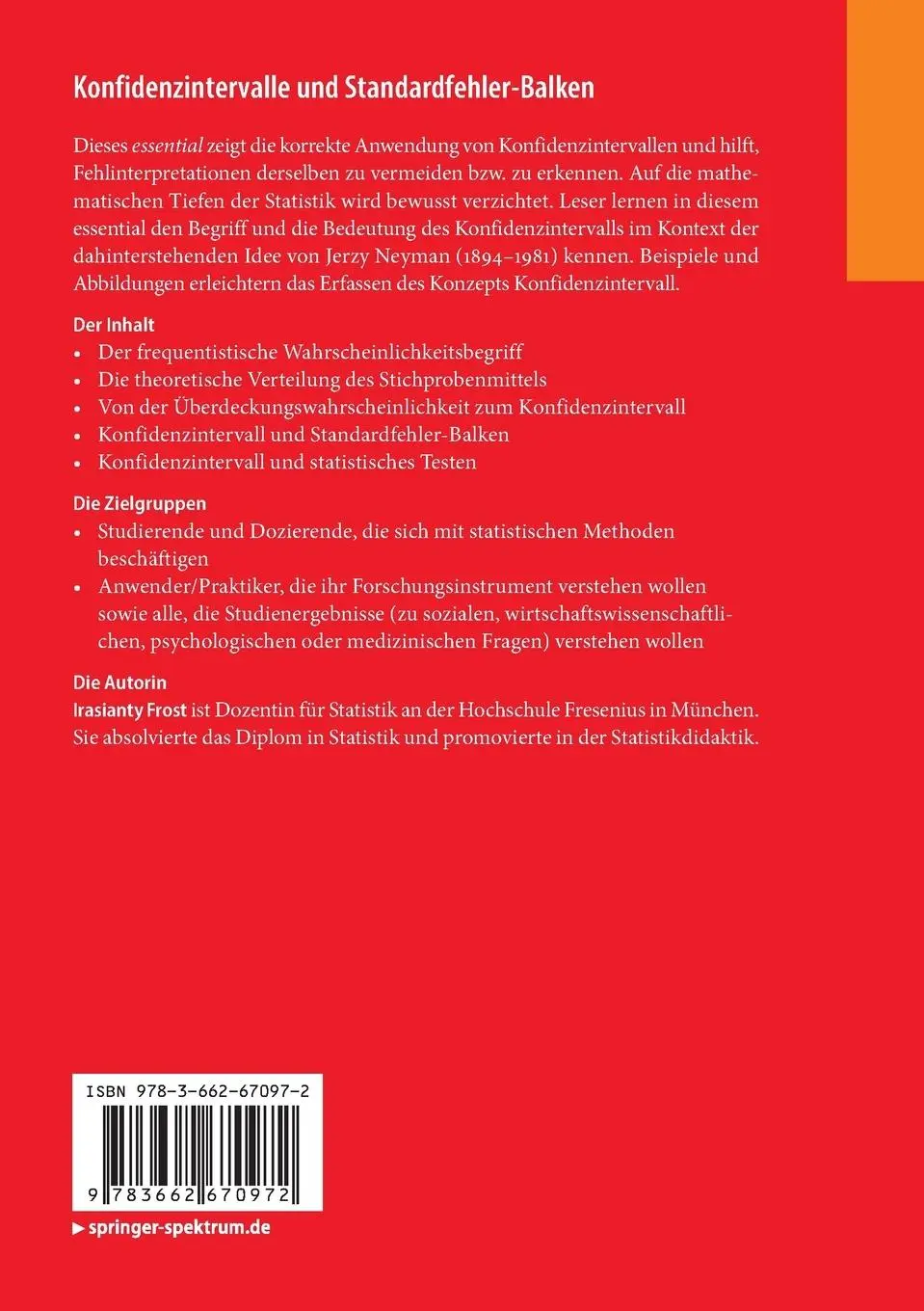 Rückseite: 9783662670972 | Konfidenzintervalle und Standardfehler-Balken | Irasianty Frost | Buch
