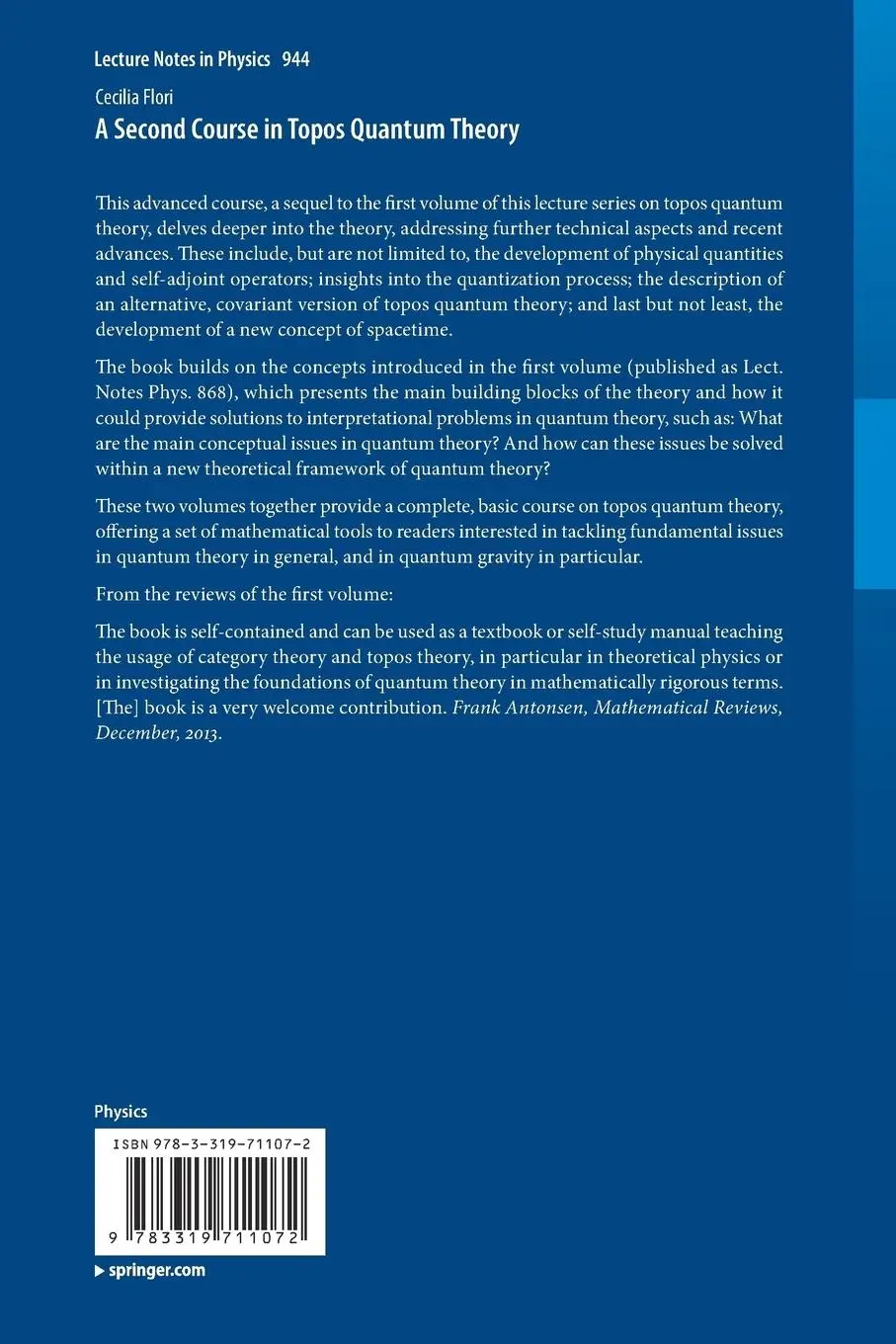 Rückseite: 9783319711072 | A Second Course in Topos Quantum Theory | Cecilia Flori | Taschenbuch